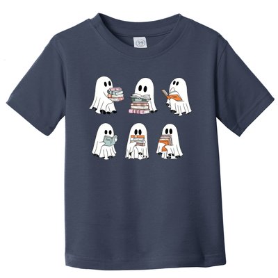 Cute Ghost Reading Librarian Teacher Halloween Book Lover Toddler T-Shirt