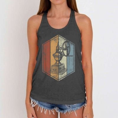 Coffee Grinder Retro Vintage Style Coffee Lover Women's Knotted Racerback Tank