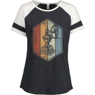 Coffee Grinder Retro Vintage Style Coffee Lover Enza Ladies Jersey Colorblock Tee