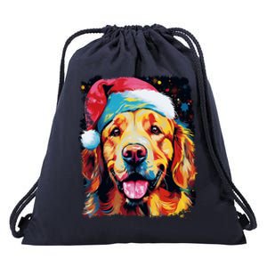 Christmas Golden Retriever Gift Drawstring Bag