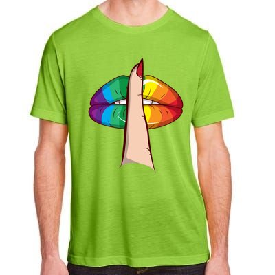 Cute Glam Rainbow Lips Lgbtq Day Of Silence Gift Adult ChromaSoft Performance T-Shirt