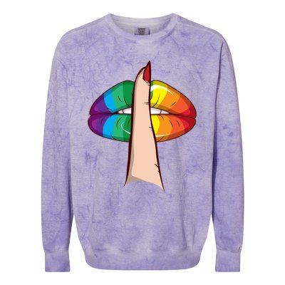 Cute Glam Rainbow Lips Lgbtq Day Of Silence Gift Colorblast Crewneck Sweatshirt