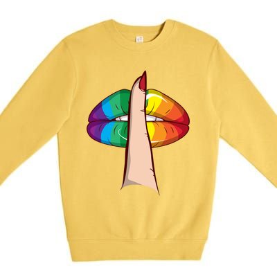 Cute Glam Rainbow Lips Lgbtq Day Of Silence Gift Premium Crewneck Sweatshirt