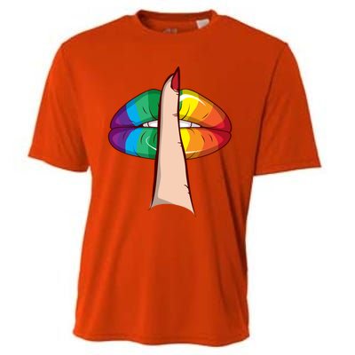 Cute Glam Rainbow Lips Lgbtq Day Of Silence Gift Cooling Performance Crew T-Shirt