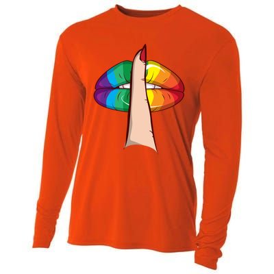 Cute Glam Rainbow Lips Lgbtq Day Of Silence Gift Cooling Performance Long Sleeve Crew