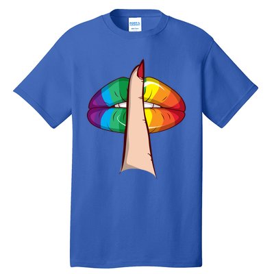 Cute Glam Rainbow Lips Lgbtq Day Of Silence Gift Tall T-Shirt