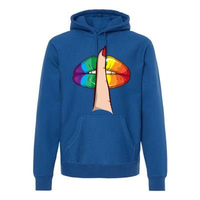 Cute Glam Rainbow Lips Lgbtq Day Of Silence Gift Premium Hoodie