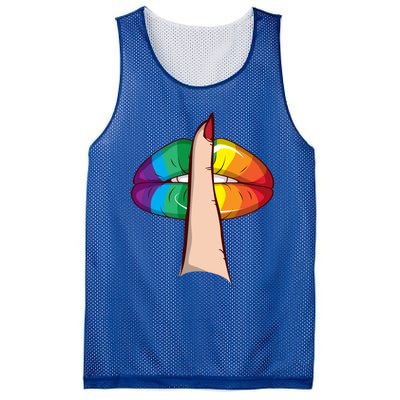 Cute Glam Rainbow Lips Lgbtq Day Of Silence Gift Mesh Reversible Basketball Jersey Tank