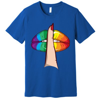 Cute Glam Rainbow Lips Lgbtq Day Of Silence Gift Premium T-Shirt