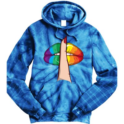 Cute Glam Rainbow Lips Lgbtq Day Of Silence Gift Tie Dye Hoodie