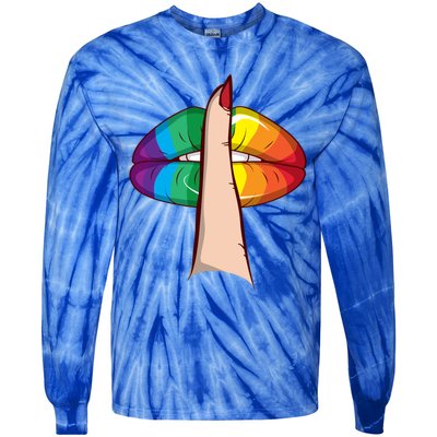 Cute Glam Rainbow Lips Lgbtq Day Of Silence Gift Tie-Dye Long Sleeve Shirt