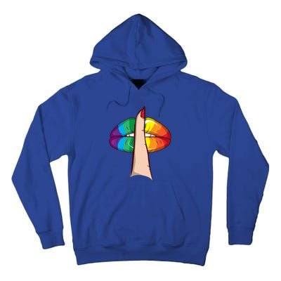 Cute Glam Rainbow Lips Lgbtq Day Of Silence Gift Tall Hoodie