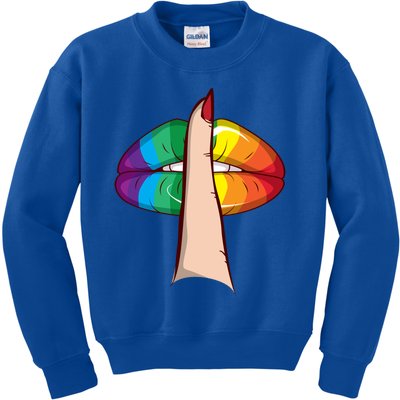 Cute Glam Rainbow Lips Lgbtq Day Of Silence Gift Kids Sweatshirt