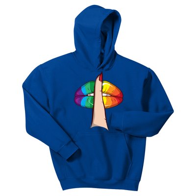 Cute Glam Rainbow Lips Lgbtq Day Of Silence Gift Kids Hoodie