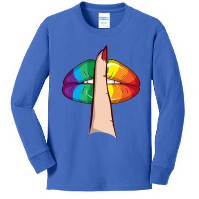 Cute Glam Rainbow Lips Lgbtq Day Of Silence Gift Kids Long Sleeve Shirt