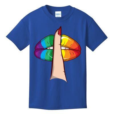 Cute Glam Rainbow Lips Lgbtq Day Of Silence Gift Kids T-Shirt