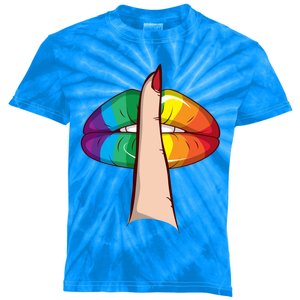 Cute Glam Rainbow Lips Lgbtq Day Of Silence Gift Kids Tie-Dye T-Shirt