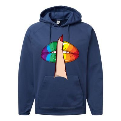 Cute Glam Rainbow Lips Lgbtq Day Of Silence Gift Performance Fleece Hoodie