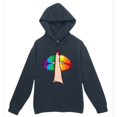 Cute Glam Rainbow Lips Lgbtq Day Of Silence Gift Urban Pullover Hoodie