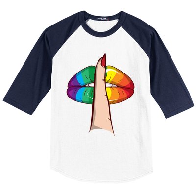 Cute Glam Rainbow Lips Lgbtq Day Of Silence Gift Baseball Sleeve Shirt