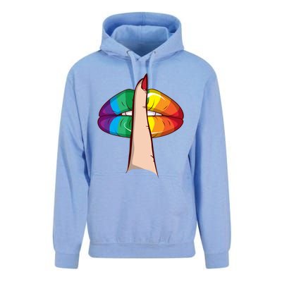 Cute Glam Rainbow Lips Lgbtq Day Of Silence Gift Unisex Surf Hoodie