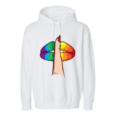 Cute Glam Rainbow Lips Lgbtq Day Of Silence Gift Garment-Dyed Fleece Hoodie