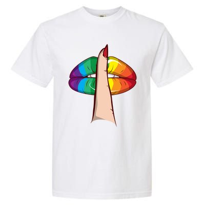 Cute Glam Rainbow Lips Lgbtq Day Of Silence Gift Garment-Dyed Heavyweight T-Shirt