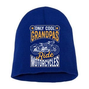 Cool Grandpas Ride Motorcycles Grandpa Biker Funny Gift Short Acrylic Beanie