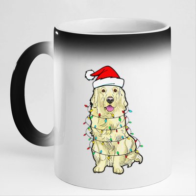 Cream Golden Retriever Dog Merry Xmas Christmas Lights 11oz Black Color Changing Mug