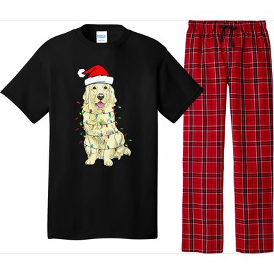 Cream Golden Retriever Dog Merry Xmas Christmas Lights Pajama Set