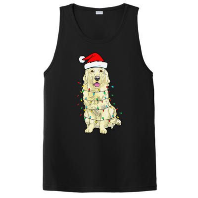 Cream Golden Retriever Dog Merry Xmas Christmas Lights PosiCharge Competitor Tank