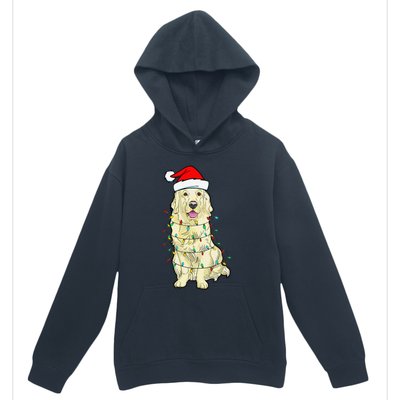 Cream Golden Retriever Dog Merry Xmas Christmas Lights Urban Pullover Hoodie