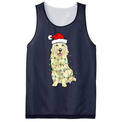 Cream Golden Retriever Dog Merry Xmas Christmas Lights Mesh Reversible Basketball Jersey Tank