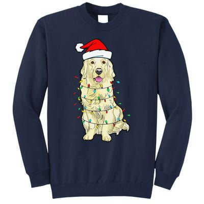 Cream Golden Retriever Dog Merry Xmas Christmas Lights Tall Sweatshirt