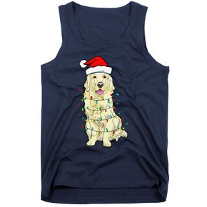 Cream Golden Retriever Dog Merry Xmas Christmas Lights Tank Top