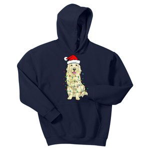 Cream Golden Retriever Dog Merry Xmas Christmas Lights Kids Hoodie