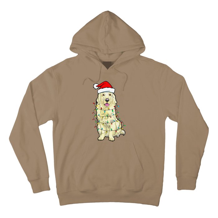 Cream Golden Retriever Dog Merry Xmas Christmas Lights Hoodie