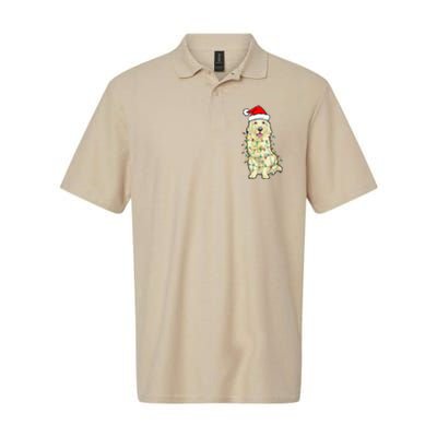 Cream Golden Retriever Dog Merry Xmas Christmas Lights Softstyle Adult Sport Polo