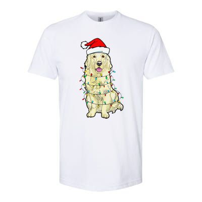 Cream Golden Retriever Dog Merry Xmas Christmas Lights Softstyle CVC T-Shirt