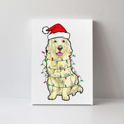 Cream Golden Retriever Dog Merry Xmas Christmas Lights Canvas