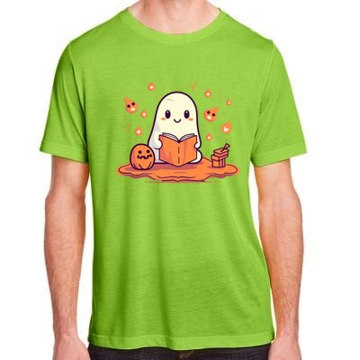 Cute Ghost Reading Books Gift Adult ChromaSoft Performance T-Shirt