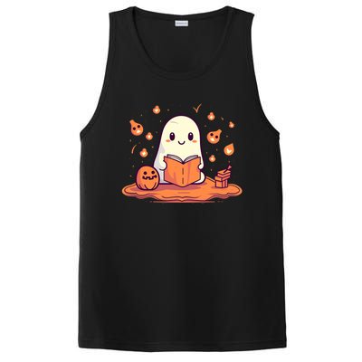 Cute Ghost Reading Books Gift PosiCharge Competitor Tank