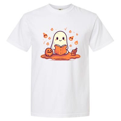 Cute Ghost Reading Books Gift Garment-Dyed Heavyweight T-Shirt