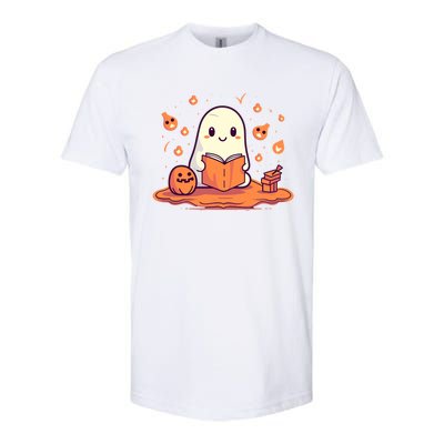 Cute Ghost Reading Books Gift Softstyle® CVC T-Shirt