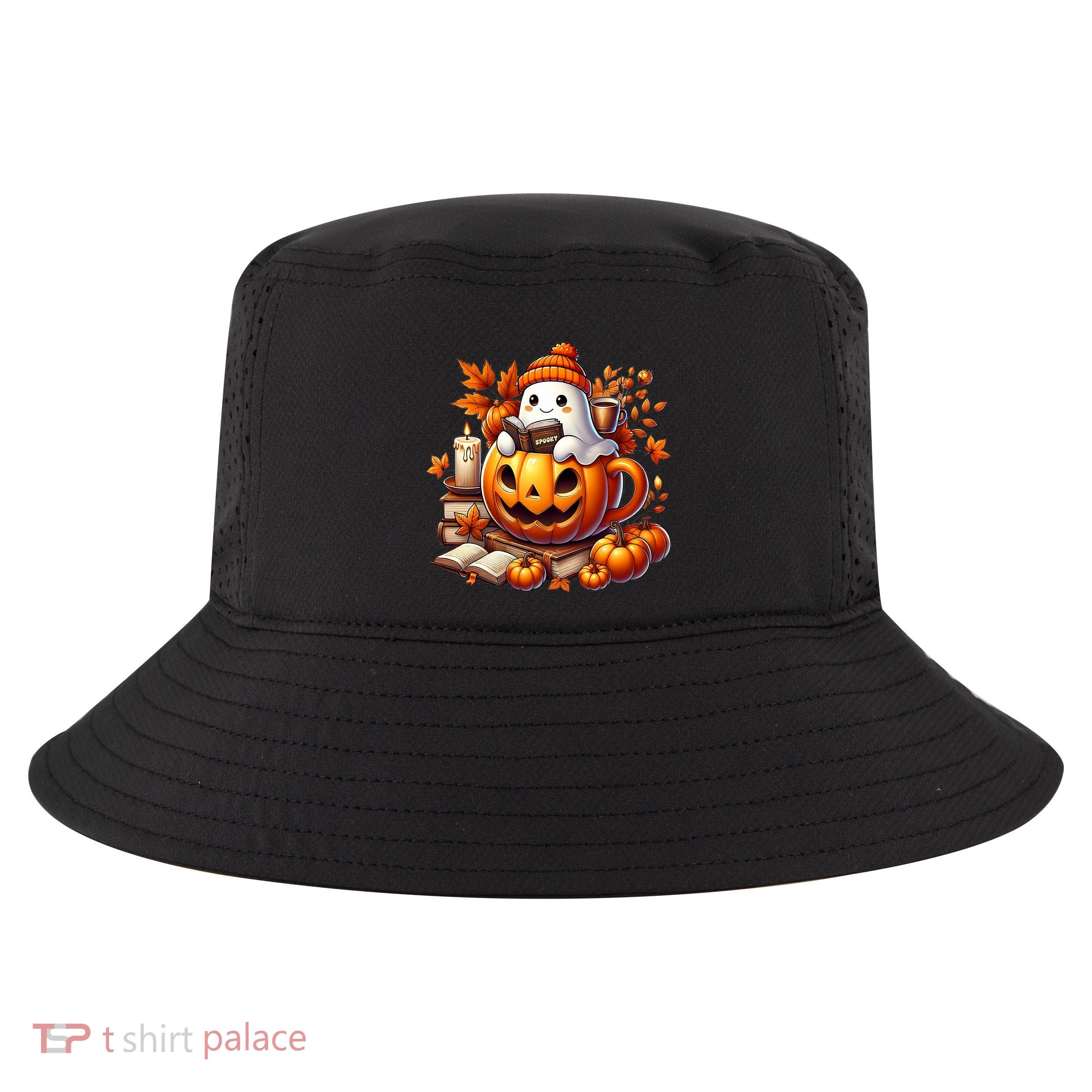 Cute Ghost Reading Book Lovers Halloween Autumn Ghost Coffee Cool Comfort Performance Bucket Hat