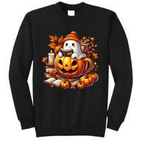 Cute Ghost Reading Book Lovers Halloween Autumn Ghost Coffee Sweatshirt