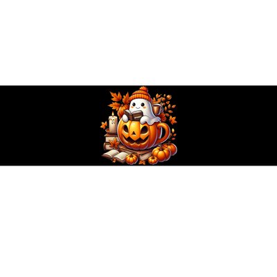 Cute Ghost Reading Book Lovers Halloween Autumn Ghost Coffee Bumper Sticker