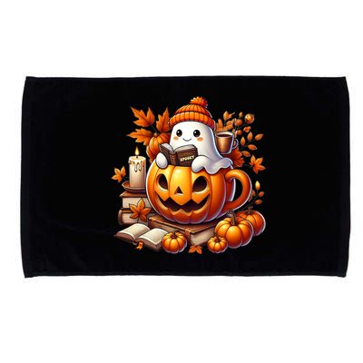 Cute Ghost Reading Book Lovers Halloween Autumn Ghost Coffee Microfiber Hand Towel