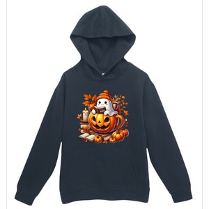 Cute Ghost Reading Book Lovers Halloween Autumn Ghost Coffee Urban Pullover Hoodie