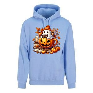 Cute Ghost Reading Book Lovers Halloween Autumn Ghost Coffee Unisex Surf Hoodie